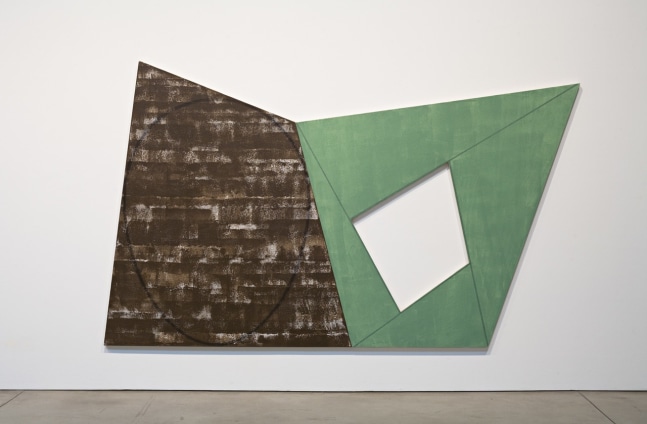 Robert Mangold "Brown Ellipse/Gray Green Frame" 1988/89 Acrylic and pencil on canvas overall: 74 1/2 x 137 3/4 in.