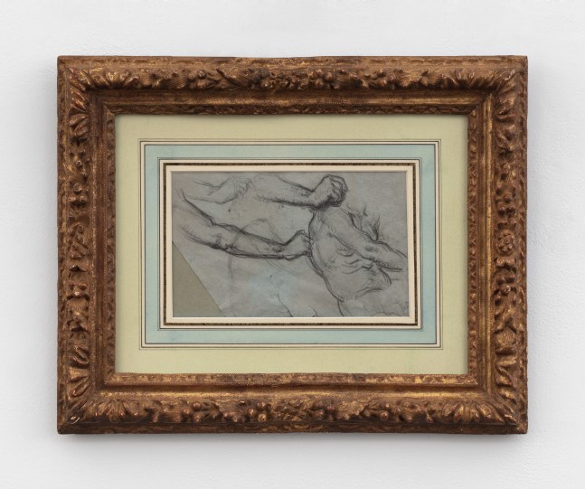 Paul Cézanne, Arm Studies, 1867-69 black crayon and pencil on blue paper 9 7/8 x 6 11/16 in. (25.1 x 17 cm) frame: 15 x 18 1/2 x 1 1/2 in. (38.1 x 47 x 3.8 cm)