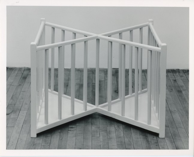Robert Gober &quot;X Playpen&quot; 1987 Wood and enamel paint 27&quot; x 37&quot; x 37&quot;