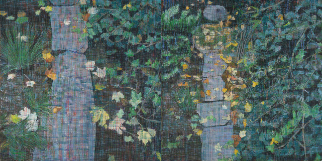 Jennifer Bartlett Path, 2011 oil on canvas overall: 60 x 120 in. (152.4 x 304.8 cm) each: 60 x 60 in. (152.4 x 152.4 cm)