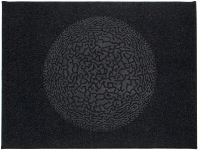 Céleste Boursier-Mougeno "solidvideo, blackmandalavirus 57" 2008 Spray paint and silkscreen on canvas 12 x 15 4/5 in.