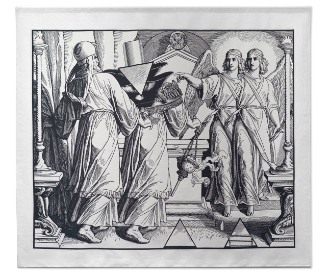 Bruce Conner DOUBLE ANGEL, 2004 cotton, fire-retardant polyester, and wool Jacquard tapestry 105 x 115 in. (266.7 x 292.1 cm)