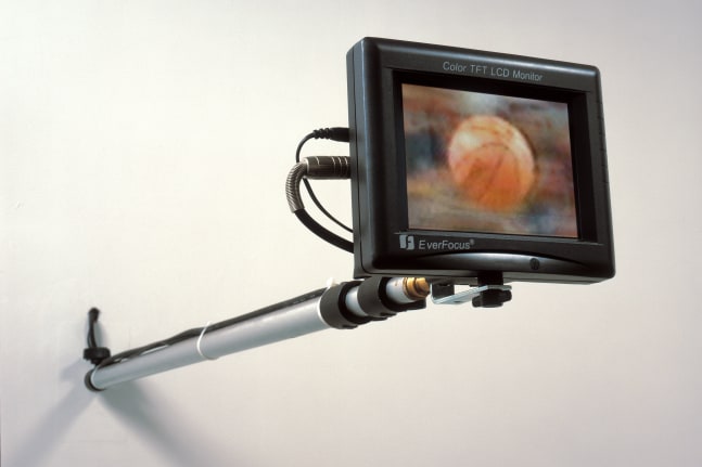Paul Pfeiffer John 3:16, 2000 digital video loop, metal armature, LCD monitor, DVD player monitor: 5 1/2 x 6 1/2 x 36 in. (14 x 16.5 x 91.4 cm); video loop: 2:07, Edition of 3, 2 APs
