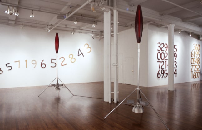 Installation view, Pieces of Infinity, Paula Cooper Gallery, 155 Wooster Street, New York, October 25 - November 23, 1991. © Jonathan Borofsky. Courtesy Paula Cooper Gallery, New York. Photo: Geoffrey Clements.