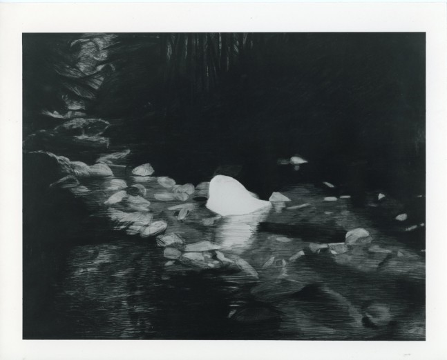 Jennifer Bartlett &quot;Up the Creek&quot; 1981-82 Charcoal on paper, oil on oak frame 74 1/2&quot; x 98 1/4&quot;