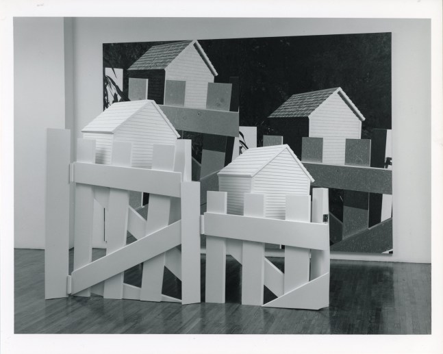 Jennifer Bartlett &quot;Fence&quot; 1987 Sculpture: Painted wood, steel Painting: Oil on canvas Painting: 9'10&quot; x 14' Sculpture: 84&quot; x 119&quot; x 36&quot;