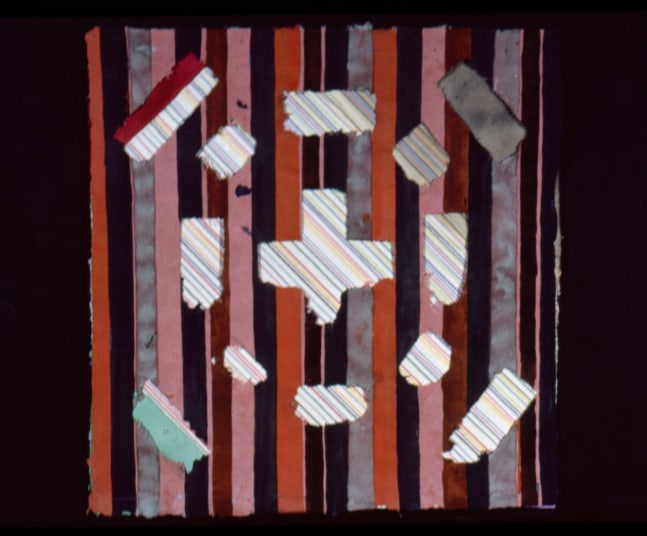 Alan Shields &quot;Rain in the Subway&quot; 1984-85 Watercolor, crayon, thread on two sheets, handmade paper 21 1/2&quot; x 20 3/4&quot;