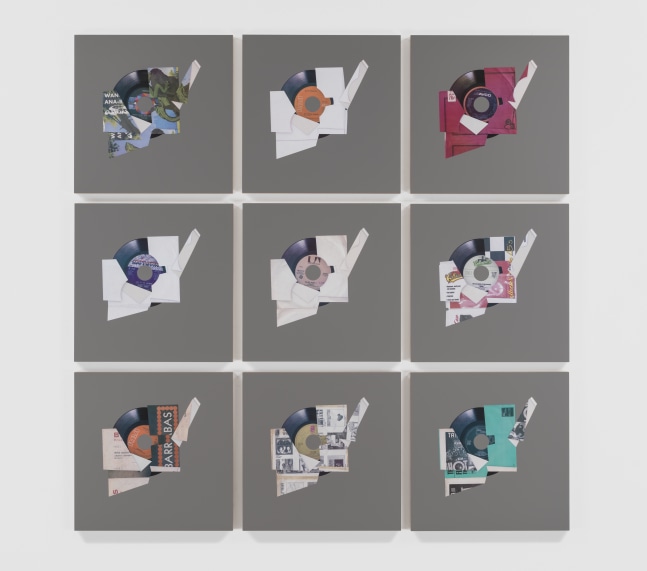 Kelley Walker
Pioneer PL-518 7 inch Series Love (Is The Answer), 2015
Pantone four-color process silkscreen with acrylic ink on MDF 9 panels
16 x 16 inches each (40.6 x 40.6 cm)
Overall dimensions: 50 x 50 in. (127 x 127 cm) 