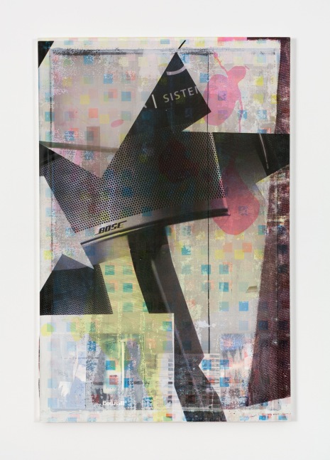 Kelley Walker 
Bose Glitter Stock, 2016
acrylic ink, media pages on silkscreen on aluminum frame
62 x 44 in. (157.5 x 111.8 cm)