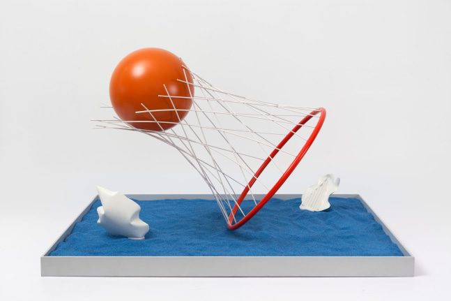 Claes Oldenburg &amp; Coosje van Bruggen Proposed Sculpture for the Harbor of Stockholm, Sweden, Caught and Set Free, Model, 1998 Steel, aluminum, wood, plaster, sand; painted with acrylic polyurethane and latex 23 x 39 3/4 x 30 in. (58.4 x 102.2 x 76.2 cm)