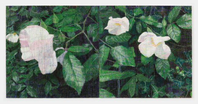 Jennifer Bartlett Rose, 2010-2011 oil on canvas diptych, each panel: 72 x 72 in. (182.9 x 182.9 cm) overall: 72 x 144 in. (182.9 x 365.8 cm)