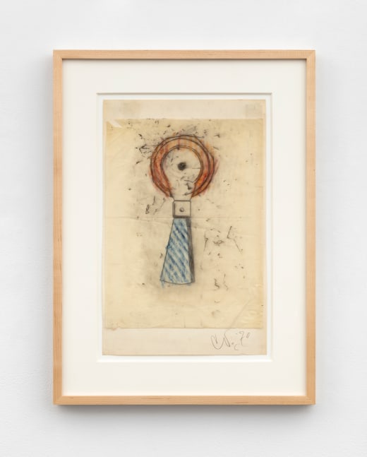 Claes Oldenburg & Coosje van Bruggen Study of a Typewriter Eraser, 1970 pencil and chalk on tracking paper 11 7/8 x 9 in. (30.2 x 22.7 cm)  on sheet 14 1/2 x 9 1/4 in. (36.7 x 23.6 cm) frame: 20 x 14 7/8 x 1 1/4 in. (50.8 x 37.8 x 3.2 cm)