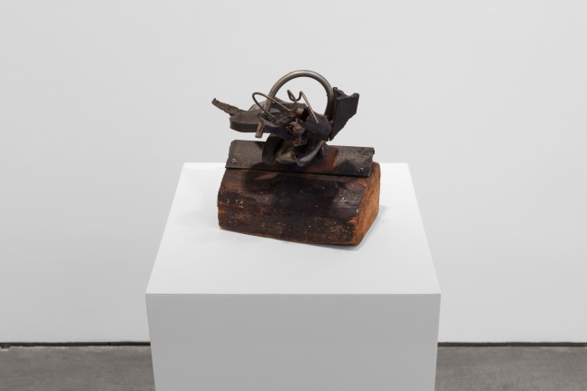 Mark di Suvero Jonathan's piece, 1963-1964 steel, stainless steel, wood base 11 1/4  x 12 x 11 in. (28.6 x 30.5 x 27.9 cm)