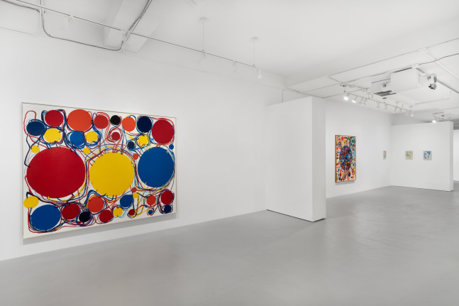 Installation view, Atsuko Tanaka: Paintings and Drawings, 1963 - 2003, Paula Cooper Gallery, 243A Worth Ave, Palm Beach, November 18 – December 11, 2021. Photo: Zachary Balber. © Kanayama Akira and Tanaka Atsuko Association
