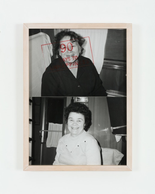 Sophie Calle "Exquisite Pain (Count Down - 90) 2000 Black and & white photograph, hand stamped with red ink, with accompanying text 12 3/16 x 16 1/2 x 13 1/6 in.