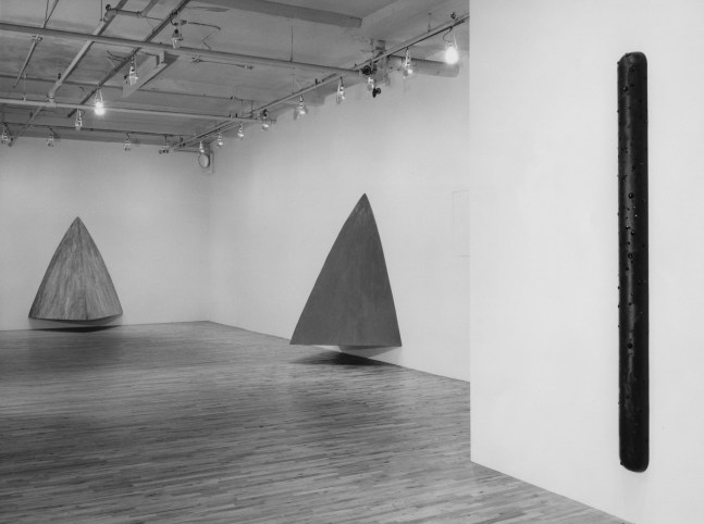 Installation view, Paintings: Marilyn Lenkowsky, Elizabeth Murray, John Torreano, Paula Cooper Gallery, 155 Wooster Street, New York, April 6 - May 1, 1974. Photo: Geoffrey Clements.
