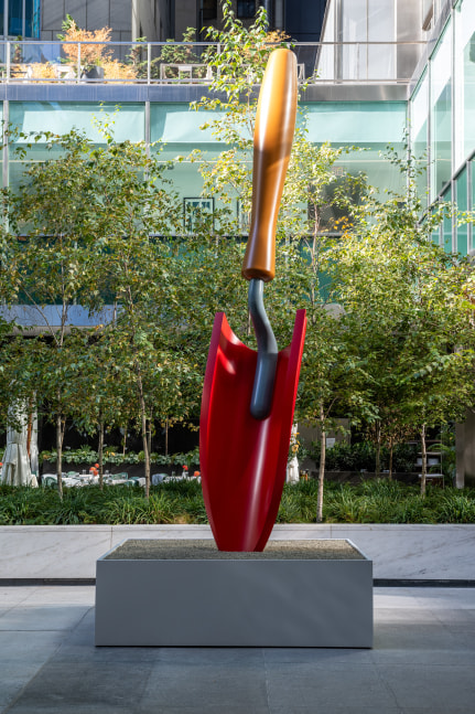 Installation view of Claes Oldenburg & Coosje van Bruggen at Lever House. © Claes Oldenburg and Coosje van Bruggen. Courtesy of the Estate of Claes Oldenburg & Coosje van Bruggen and Paula Cooper Gallery, New York. Photo credit: Timothy Schenck