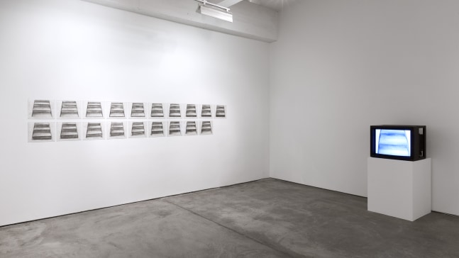 Jonathan Borofsky Giraffe/Escalator Video Animation Installation, 1988-1995 61 pencil animation drawings on paper with video animation  1 minute, looped each drawing 10 1/2 x 12 1/2 in. (26.7 x 31.8 cm)