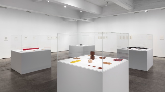 Installation view, Carl Andre, Small Sculptures and Short Words, February 11 – March 11, 2017