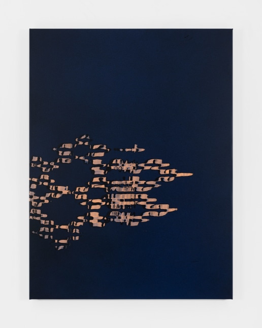 Tauba Auerbach Grain - Frozen Fountain Fret Loop, 2018 acrylic on canvas 60 x 45 in. (152.4 x 114.3 cm)