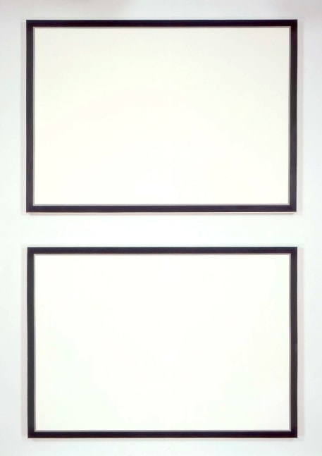 Jo Baer Untitled (Stacked Horizontal Diptych - Aluminum), 1966-74 oil on canvas two panels 60 x 84 x 2 1/2 in (152.4 x 213.3 x 6.35 cm) each 126 1/2 x 84 x 2 1/2 in (321.3 x 213.3 x 6.35 cm) overall