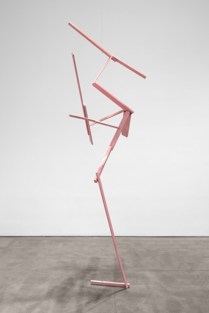 Joel Shapiro Untitled, 2020-2021 wood, casein, stainless steel pins 84 x 40 1/4 x 20 in. (213.4 x 102.2 x 50.8 cm)