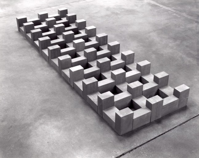 Carl Andre "Forth Lattice" 1998 67 blocks of red scottish sandstone Overall 8 3/8" x 87" x 80"