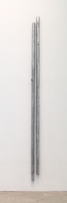 Andrei Koschmieder Untitled (Pipes 5), 2017 cardboard, aluminum paint, clay, metal, photo paper, inkjet dye, resin 93 x 5 x 2 in. (236.2 x 12.7 x 5.1 cm)