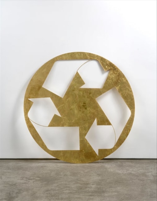 Kelley Walker "Untitled" 2006 Laser cut steel and gold leaf 57 1/2 in. in diameter x 1/8 in.