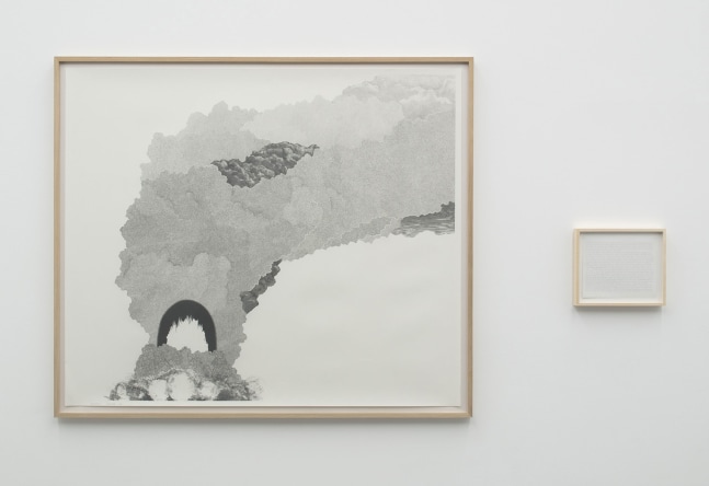 Charles Gaines Explosion #24, 2008 graphite on paper Diptych: Image 55 x 65 in. (139.7 x 165.1 cm); Text: 10 x 12 in. (25.4 x 30.5 cm)