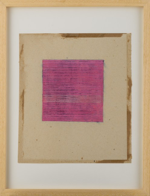 8. Untitled two pink stripes, 2014, watercolour, gouache, gummed brown tape on paper, 24 x 27.2 cm / 9.4 x 10.7 in&amp;nbsp;