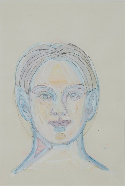 Untitled head 1, 2015, Watercolour, gouache, pencil on paper, 18.3 x 12.7 cm / 7.2 x 5 in