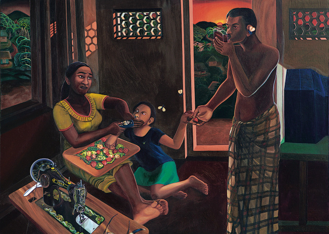 RATHEESH T., Family (Hill 2), 2006, oil on canvas, 153 x 215 cm / 60 x 84.6 in