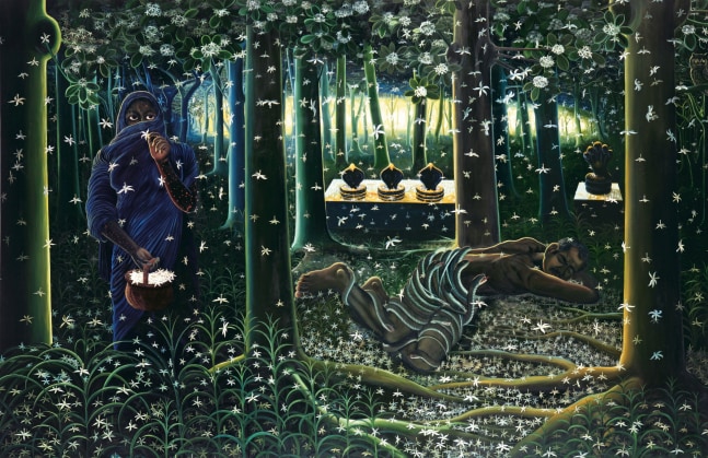 RATHEESH T., Thicket (A Dream), 2007, oil on canvas, 199 x 304 cm / 78.3 x 119.6 in