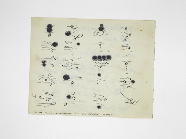 GN19 (Study for musical interventions in a non-descript moment), 2018
Ink on paper, reverse side biro notes
6.3 x 7.9 inches / 16 x 20 cm