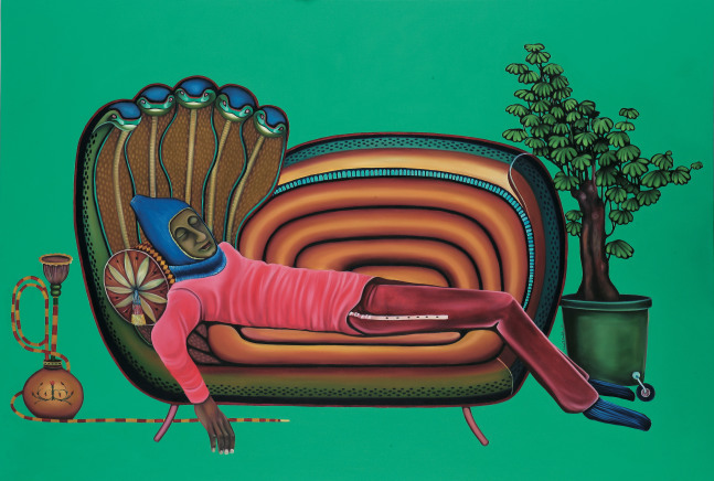 VINOD BALAK Vishnu with bonsai, 2007  Oil on canvas