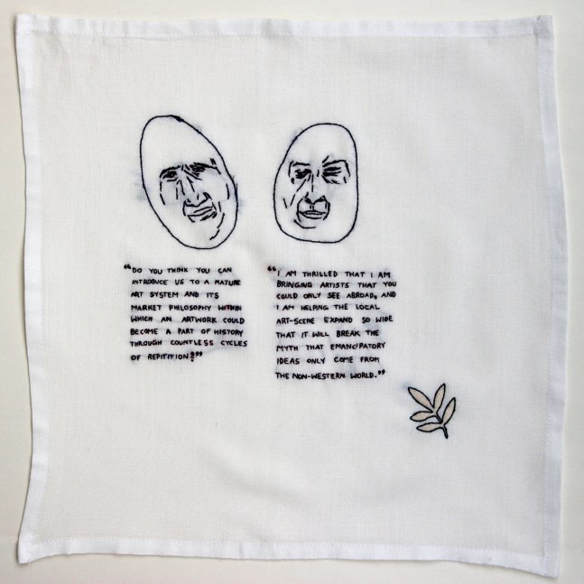 Din-din Din (3), 2018

Hand embroidered serviette

15.7 x 15.7 in /&amp;nbsp;40 x 40 cm