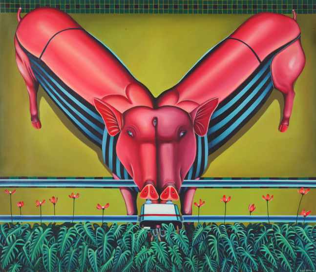 VINOD BALAK  The Siamese Pigs, 2009   Oil on canvas