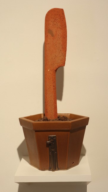 SUKHDEV RATHOD   A Dialogue with Nature – 7, 2020  Stoneware ceramic, earthenware, and soil  25 x 11 x 9.8 in / 64 x 28 x 25 cm