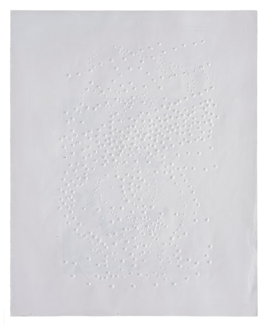 Painting 3, (Homage to L.F.), 2025
Found paper, gesso
11.2 x 8.8 inches / 28.5 x 22.5 cm
23.6 x 23.6 inches / 60 x 60 cm (framed dimensions)