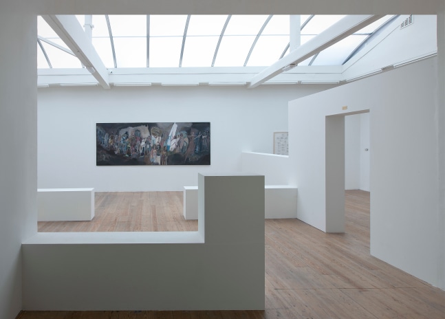 SOSA JOSEPH, What must be said, 2015, oil on canvas, 135 x 366 cm / 53 x 144 in, Installation view  KAMARADO, Stedelijk Museum Bureau Amsterdam