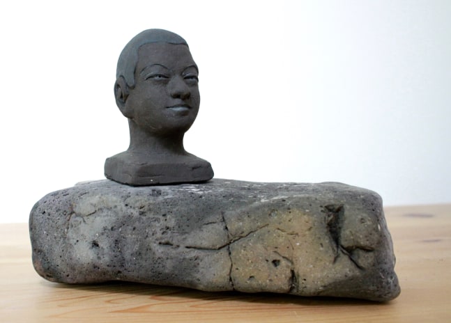 Untitled (D), 2016, Found brick, black clay, oxides 
22.5 x 9.5 x 7 cm / 8.8 x 3.8 x 2.7 in and 10.5 x 5.5 x 5.5 cm / 4 x 2 x 2.1 in
 