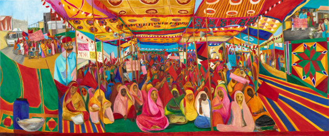 May Diwas, Mazdoor Mela, Bhim, Rajasthan, 2025
Oil on canvas (diptych)
60 x 144 inches / 152.4 x 365.7 cm