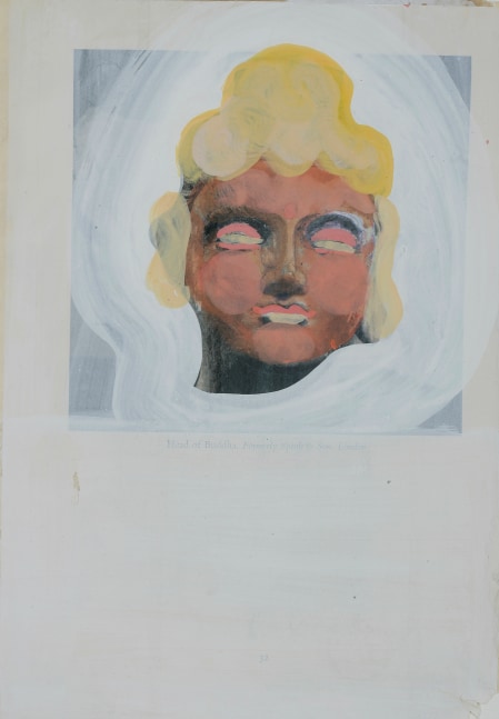 Untitled p 32, 2009 - 2012, watercolour, gouache, gummed brown paper on printed matter, 25.8 x 17.8 cm / 10.1 x 7 in