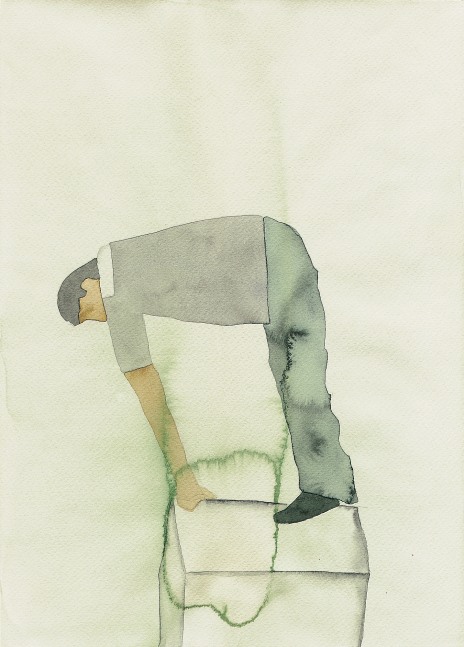 Atul Dodiya, ‘Civitella Ranieri’, 1999, Watercolours, person leaned over