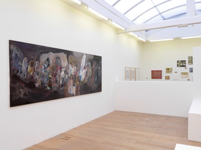 SOSA JOSEPH, What must be said, 2015, oil on canvas, 135 x 366 cm / 53 x 144 in, Installation view  KAMARADO, Stedelijk Museum Bureau Amsterdam