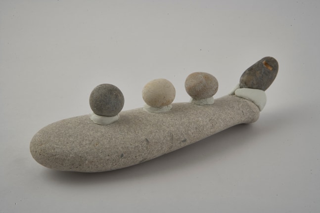 Untitled figure, 2011, one stone, 4 pebbles, miliput, 6 x 21 x 6 cm / 2.3 x 8.2 x 2.3 in&amp;nbsp;