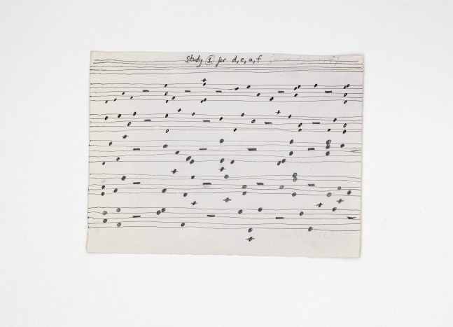 GN7 (Study in &amp;lsquo;D,E,A,F&amp;rsquo;), 2024

Pen, pencil on paper

5.5 x 7.4 inches / 14 x 19 cm