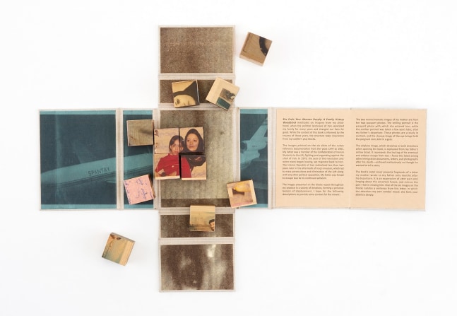 She Feels Your Absence Deeply: A Family History
Golnar Adili,&amp;nbsp;2021

Woodblock
Transfer on 1 x 1 inch wooden cubes, book board and&amp;nbsp;cloth
Dimensions Variable - 4&amp;quot; x 6&amp;quot; x 1.5&amp;rdquo;
Edition of 50
$1400

Published by Women&amp;#39;s Studio Workshop

PURCHASE