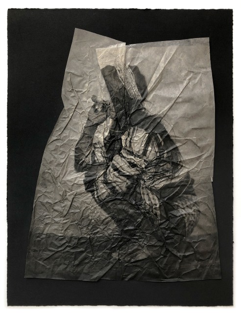 Afterimages (Obstruction of Vision)
Stephanie Syjuco, 2021

Photogravure printed on gampi mounted on Somerset black 280 gram cotton rag;
Re-edited photograph of an ethnological display of Filipinos from the 1904 St. Louis World&amp;rsquo;s Fair
Image: 16&amp;quot; x 20&amp;quot; ; Sheet: 18&amp;quot; x 24&amp;quot;
Crumpled/folded gampi is proud by 1/8&amp;rdquo; from back mounted layer
Edition of 20 plus 8 proofs
$4500

Printed by Paul Mullowney and Harry Schneider, Co-published by BOXBLUR, Catharine Clark Gallery, and Mullowney Printing, San Francisco, CA and Portland

PURCHASE